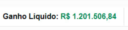R$1.201.506,84 DE GANHO LÍQUIDO.
