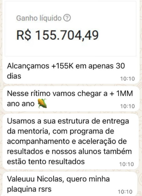 +R$155 MIL EM APENAS 30 DIAS. NO RITMO DE +R$1 MILHÃO/ANO.
